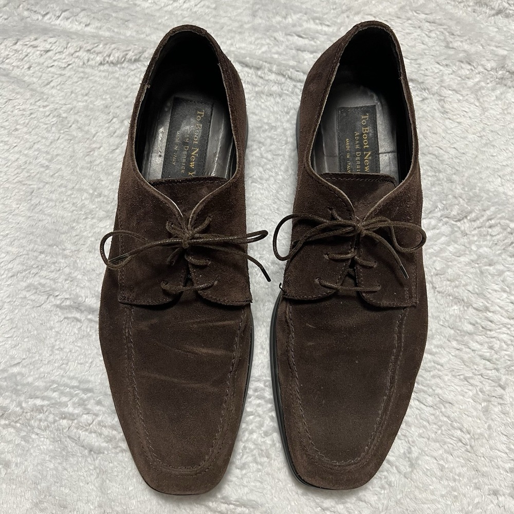 To Boot New York Adam Derrick 1878 Brown Suede Moc Toe Derby Shoes Mens 10.5